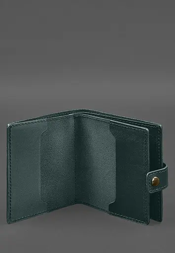 Кожаная обложка-портмоне для военного билета офицера запаса (широкий документ) Зеленый - фото 3