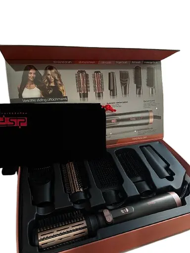 Фен щітка для волосся DSP 50205 8в1 з щіткою, що обертається і насадками для укладання волосся 1000 Вт Сірий - фото 2