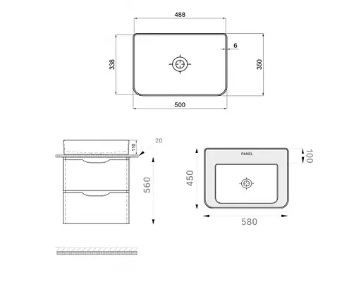 Тумба підвісна Sanwerk Алесса Air 60 Білий з Топ панеллю та умивальником Rapid 50x35 (MV0000899) Білий - фото 7