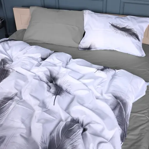 Наволочка MirSon Сатин 22-1400 Feather Touch 40х60 см сіра (2200010566697) - фото 2