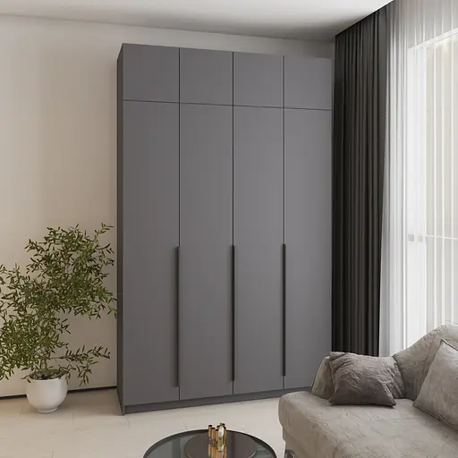 Шафа 4-дверна з антресоллю MebelStar Оскар ДСП BL-B, блок шухляд 160x52x260 см Антрацит (MBS-5020) - фото 1