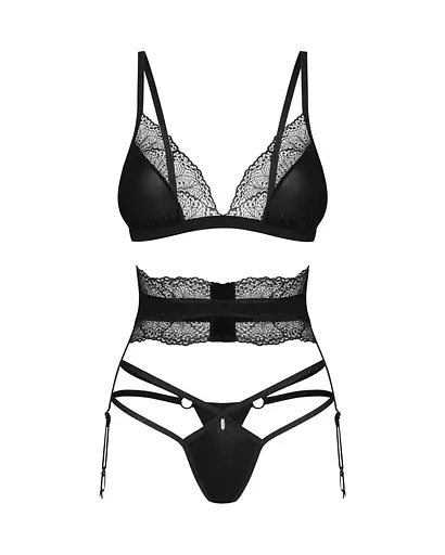 Комплект білизни Obsessive Lobellis XL/2XL чорний - фото 4