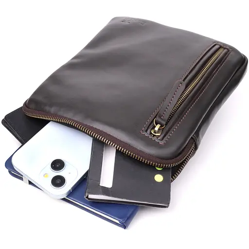 Елегантна чоловіча сумка з гладкої натуральної шкіри SHVIGEL 20х22х4 см sum0027430 - фото 8