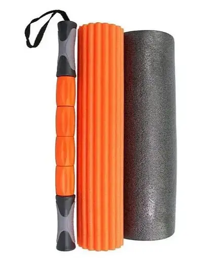 Масажний ролик (роллер) набір 3в1 PowerPlay 4022 Therapy Roller Чорно-помаранчевий (PP_4022) - фото 5