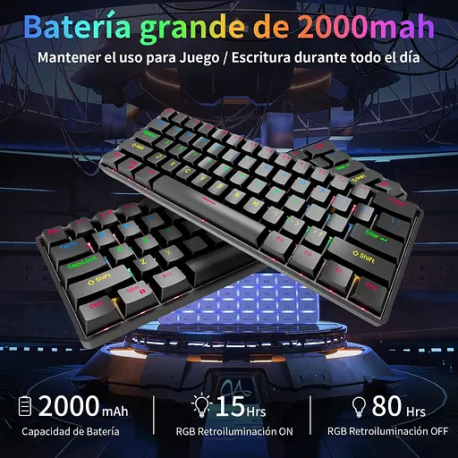 Механічна клавіатура BNFU, 61 багатокольорова RGB-клавіша зі світлодіодним підсвічуванням, міні-офісна клавіатура для Window - фото 5