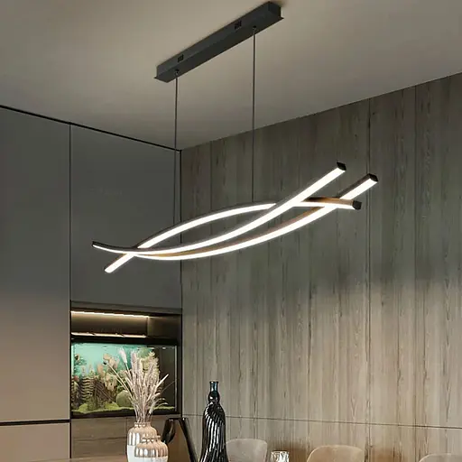 Люстра современная черная в двух размерах Line.F Длина 100 см - фото 1