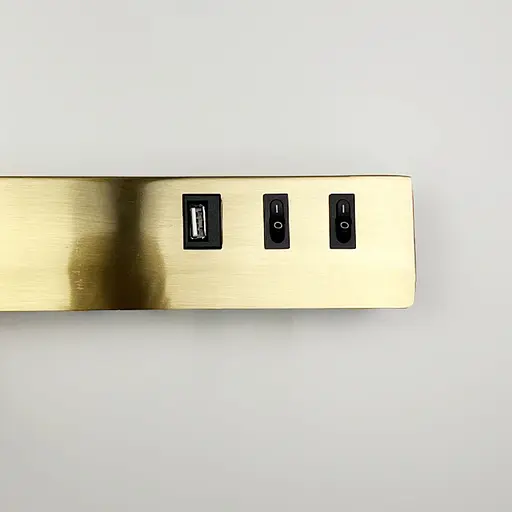 Латунне бра Line F з поворотним спотом зліва + розʼєм USB Арт. WJ 028/2 R AB (правий) - фото 2