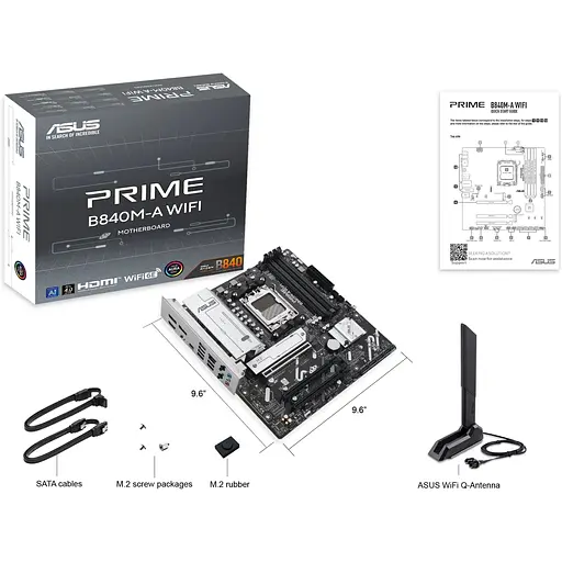 Материнська плата Asus Prime B840M-A WIFI sAM5 B840 4xDDR5 M.2 HDMI DP WiFi BT mATX - фото 2