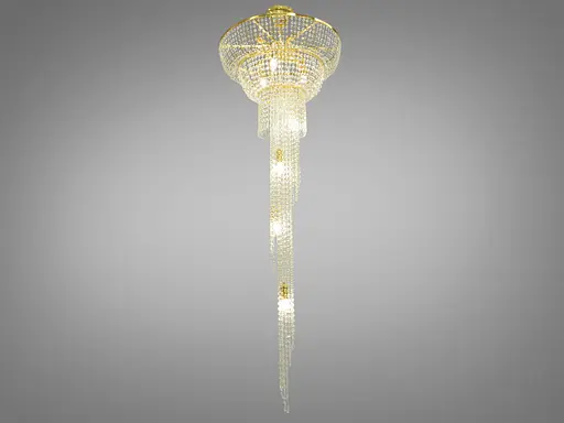 Вражаюча кришталева люстра "Кришталевий каскад" на 13 ламп, колір золото - фото 2