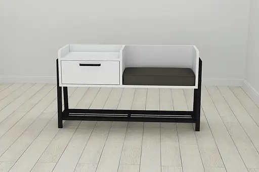 Банкетка з тумбочкою Ferrum-decor Бланка 540x1000x320 метал Чорний ДСП Білий 16 мм (FRD-103024) - фото 3