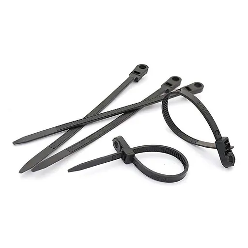 Кабельная стяжка (хомут) 380*7,6 с кольцом черная (20036) (цена за внут. уп.100шт) ТМ СПЕКТР LUX - фото 1