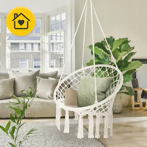 Крісло-гойдалка 4FIZJO Boho Dream 80 см підвісна, плетена Beige (P-5905973404518) - фото 7