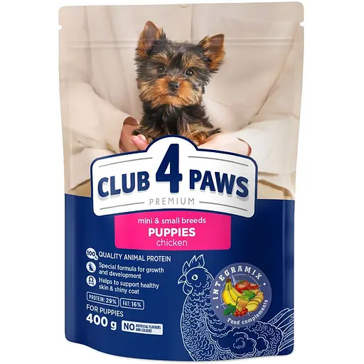 Сухий корм Club 4 Paws Premium для цуценят мініатюрних та малих порід Курка 400 г - фото 1