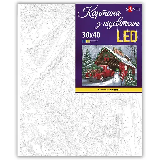 Картина по номерам Santi Рождественские праздники 30х40 см LED подсветка (956444) - фото 2