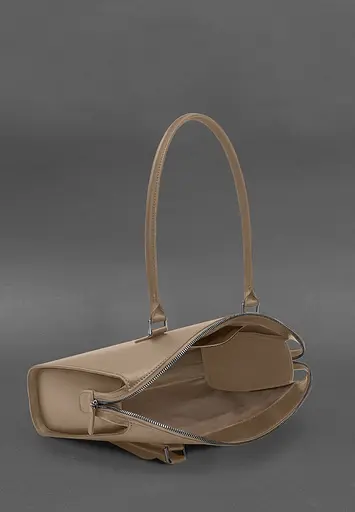 Жіноча шкіряна сумка Business світло-бежевий Краст - фото 5