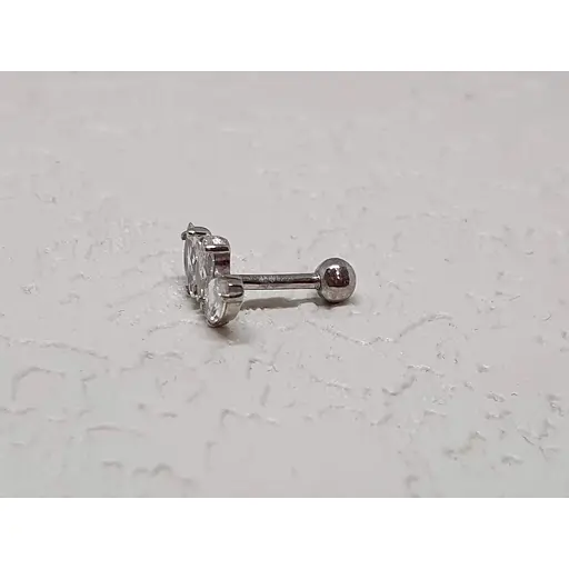 Срібна сережка для пірсингу хелікса Ірій з фіанітами. 40034ШТ - фото 4