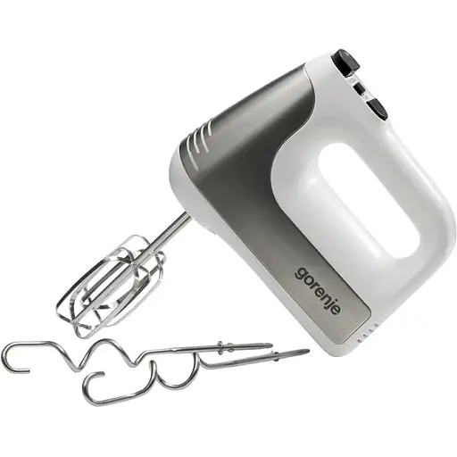 Gorenje Міксер ручний 400 Вт насадки-4 винчики, турборежим, біло-сірий