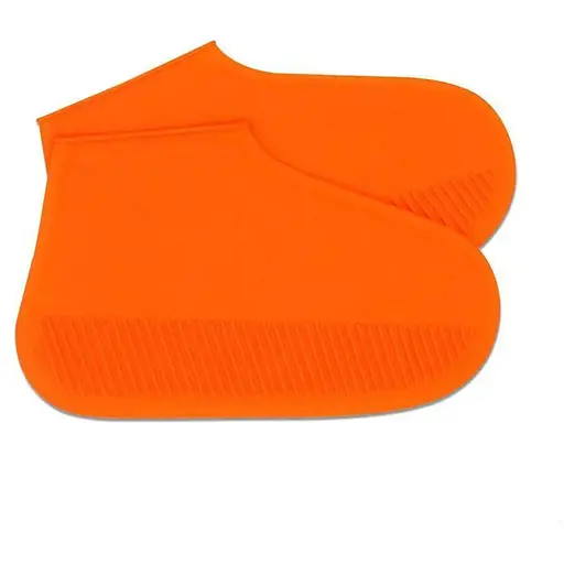 Многоразовые бахилы-чехлы для обуви силиконовые от воды и грязи S Orange (kz237)