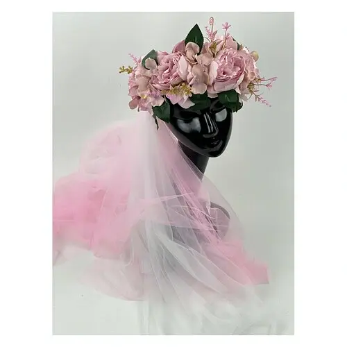 Вінок на голову Півонія з фатою - фото 1