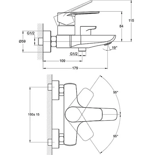 Змішувач для ванни Troya BGX3-A189 одноважільний 30412 - фото 4