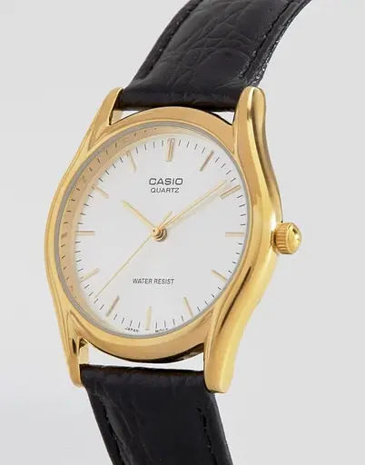 Наручные кварцевые часы для мужчины на черном кожаном ремешке Япония Casio MTP-1154Q-7AEF (модуль №1330) - фото 2