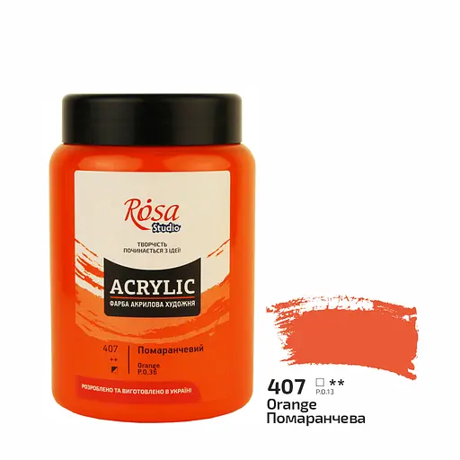 Фарба акрилова Помаранчева (407) 400 мл Rosa Studio - фото 1