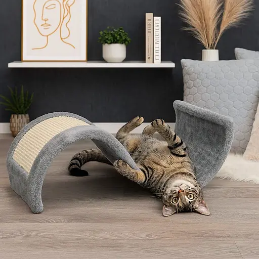 Кігтеточка-хвиля Trixie Wave для котів плюш/сизаль сіра 29x18x50 см [CD] - фото 4