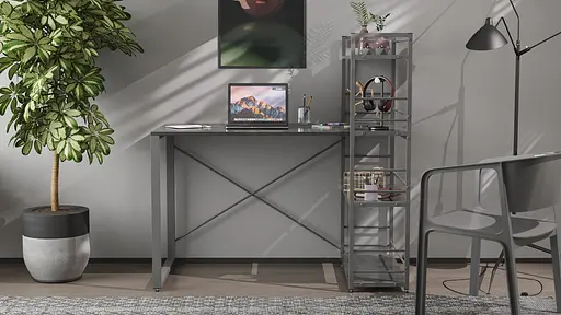 Письменный стол Ferrum-decor Серии Конект с этажеркой 75x120x60 серый ДСП Сосна Кембра 16мм (FRD-104235) - фото 3