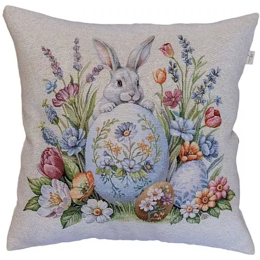Наволочка Прованс Соцветие Зайчонок с писанкой гобеленовая 45х45 см (44292) - фото 1