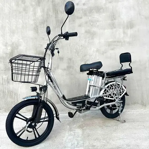 Электровелосипед E-scooter V12 двухместный 18 дюймов 600W 48V 16Ah + раскладной багажник сиденье - фото 2