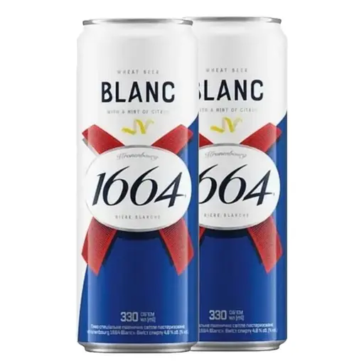 Пиво Kronenbourg 1664 Blanc with a hint of citrus світле 4.8% з/б 0.33 л х 2 шт.