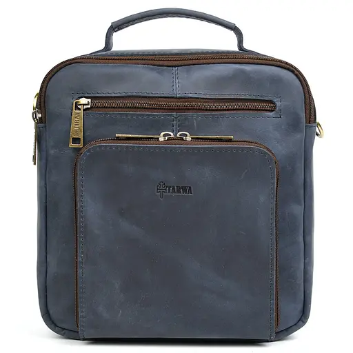 Чоловіча сумка на плече з кінською шкірою ручкою TARWA 24х26х9 см sum0028155 - фото 1