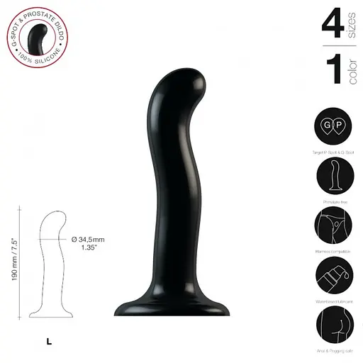 Фалоімітатор Strap-On-Me Dildo Plug PG L 18 см чорний - фото 3