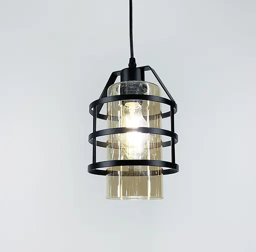 Підвісний світильник у стилі Loft у чорному корпусі Line.F Колір плафона Янтарний - фото 2