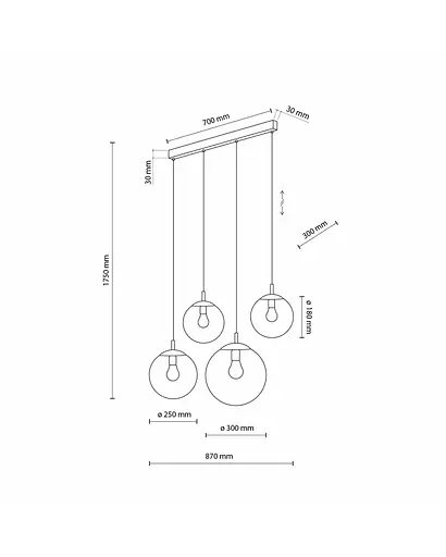 Підвісний світильник TK Lighting 4795 Esme E27 4x15W IP20 Bk - фото 4