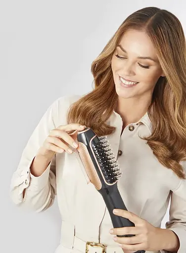 Фен Rowenta-щетка Reverso Dry&Brush 2в1, 1200Вт, 3 режима, ионизация, холодный обдув, насадок-2, керамика, черный-золотистый - фото 4