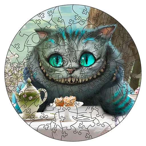 Фігурний пазл з дерева "Аліса Чеширський кіт" PZ001-A3W-AC 180-250 деталей, А3 з мішечком і стрічкою - фото 1