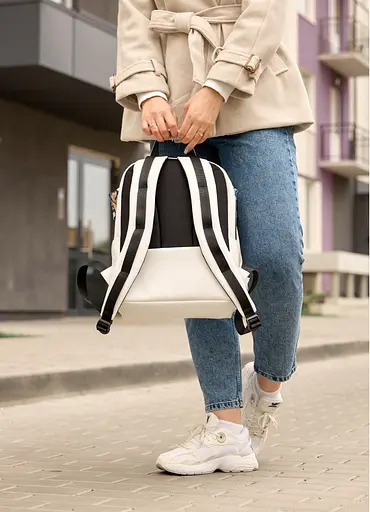 Женский рюкзак Sambag Aura белый с принтом Blue Flowers 39 х 29 х 13 см (24551725) - фото 4