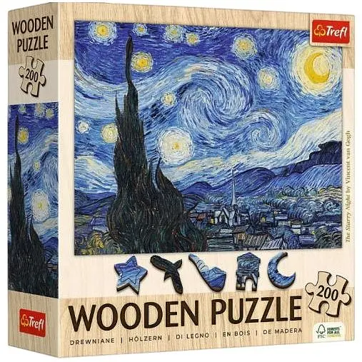 Пазл Trefl деревянный фигурный Звездная ночь Винсент ван Гог 200 эл. (20248)