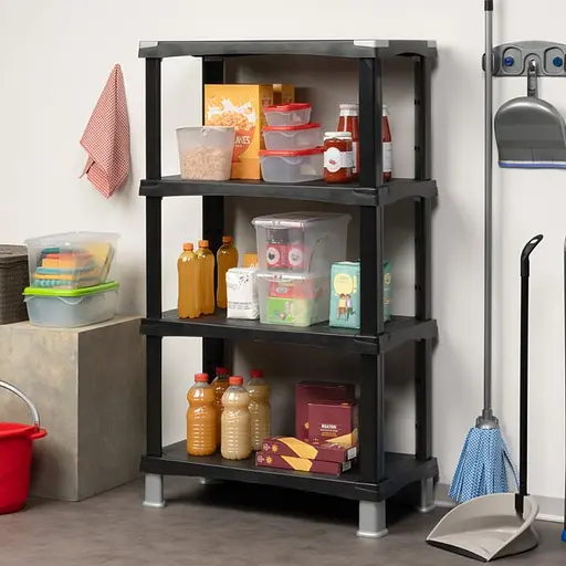 Стелаж пластиковий FUTURO 80x40x137h з регульованими полицями 4 шт чорний - фото 2