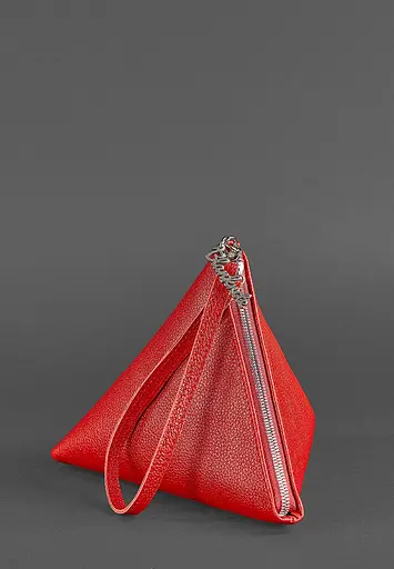 Шкіряна жіноча сумка-косметичка Піраміда червона - фото 3