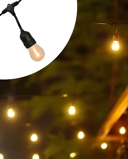 Гирлянда на солнечной батарее Goldlux 328656 Party LED 2700K IP44 черная с лампочками - фото 3