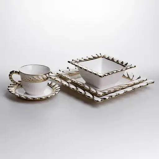 Сервіз порцеляновий Yiwu Tiffany 24 предмети на 6 персон обідній сервіз тарілок і чашок для сервірування XZ-24PCS - фото 7