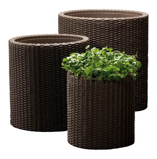 Горшок для цветов Keter 18 л Cylinder Planter Medium коричневый - фото 4