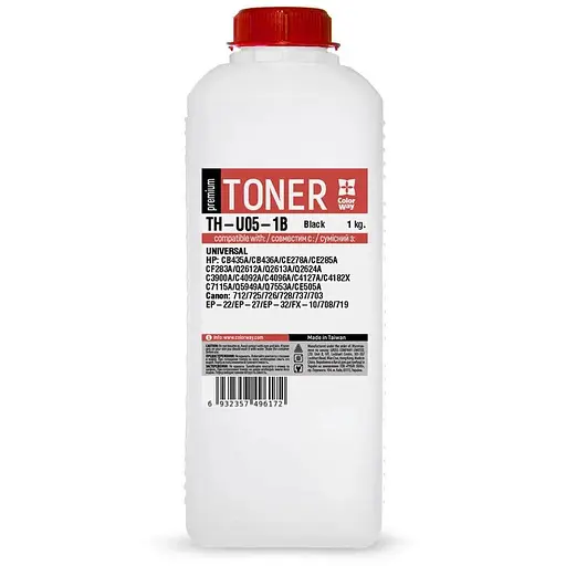 Тонер HP Універсальний P1005/P1505/P2015/P2035/P2055/P4015, 1 кг, ColorWay Premium (TH-U05-1B)