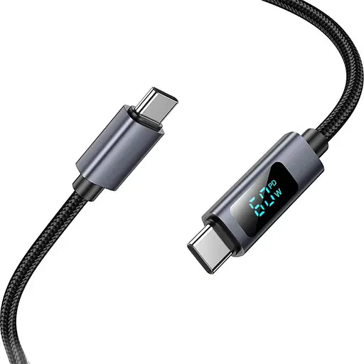 Дата кабель Hoco X112 Favor with display Type-C to Type-C 60W (1m) Black - фото 2