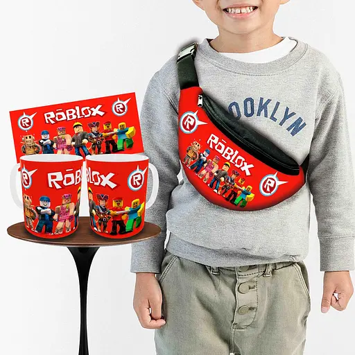 Набір: дитяча сумка-бананка+кружка Роблокс «Roblox» 32х15см, бананка для хлопчика через плече на подарунок (00960)