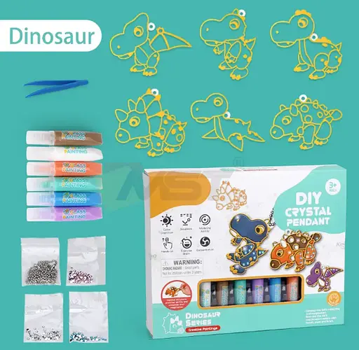 Набор для творчества "Dino" 9045E, брелоки, раскраска, бусины, краска - фото 4