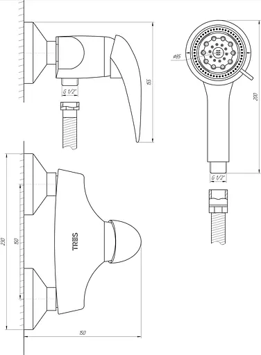Змішувач для душу Tres Styl 143568 Хром - фото 2
