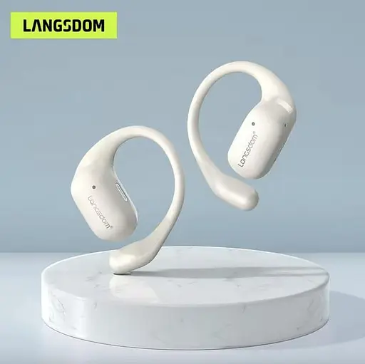 Бездротові спортивні Bluetooth навушники Langsdom TS17 Open-Ear з спрямованим звуком і мікрофоном Бежевий - фото 2